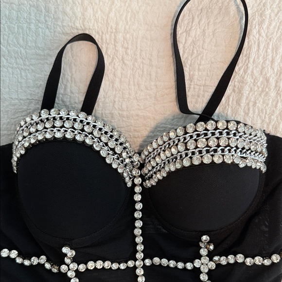 Amazon Black Rhinestone Embellished Tank Top - Picture 3 of 9